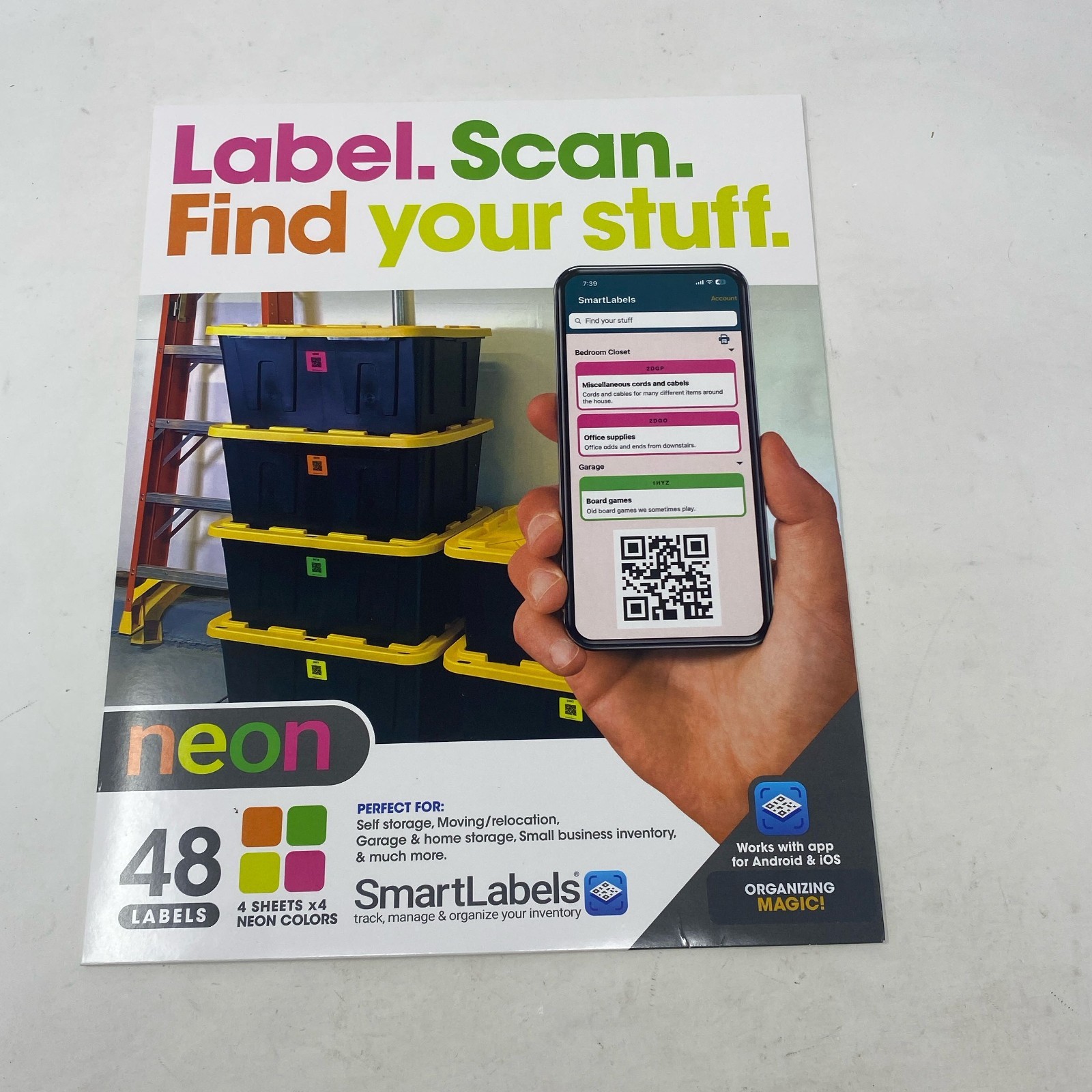 SmartLabels Neon QR Code Inventory Labels 48-Pack, 2.5 in