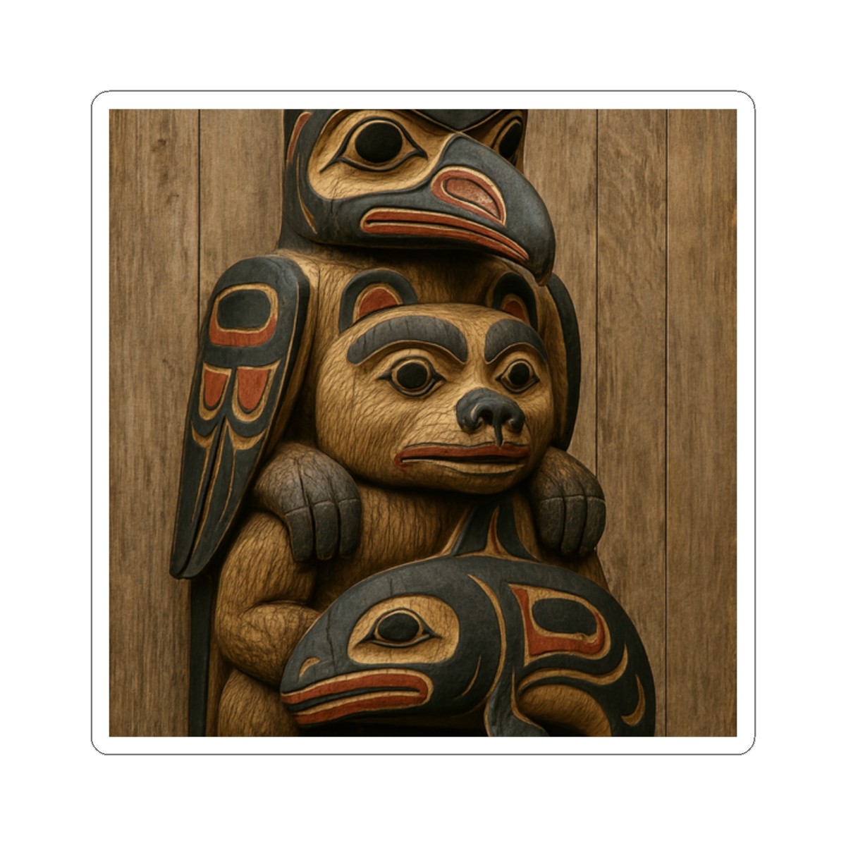 Sticker Indigenous Totem Pole Narrative 2×2 3×3 4×4 6×6