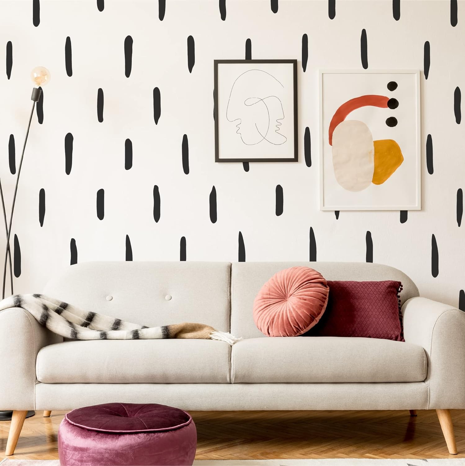 Black Thick Irregular Line Vinyl Abstract Wall Decals, Peel and B,
