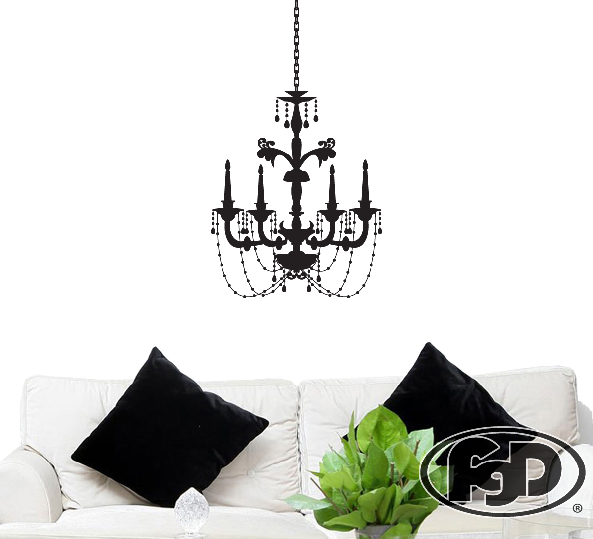 FGD Chandelier Vinyl Wall Decal / Sticker in Black or White 20″ x 35″
