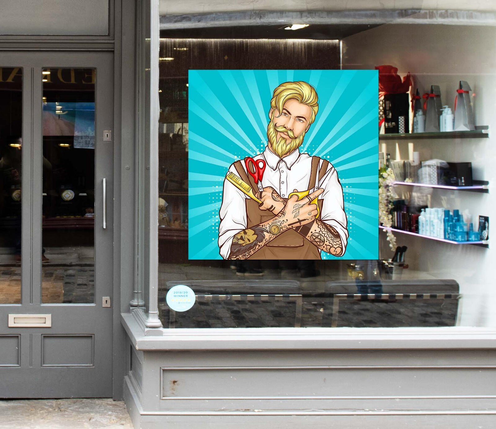 3D Man Hair Cut A219 Barber Shop Window Stickers Vinyl Wallpaper Wall Murals Amy