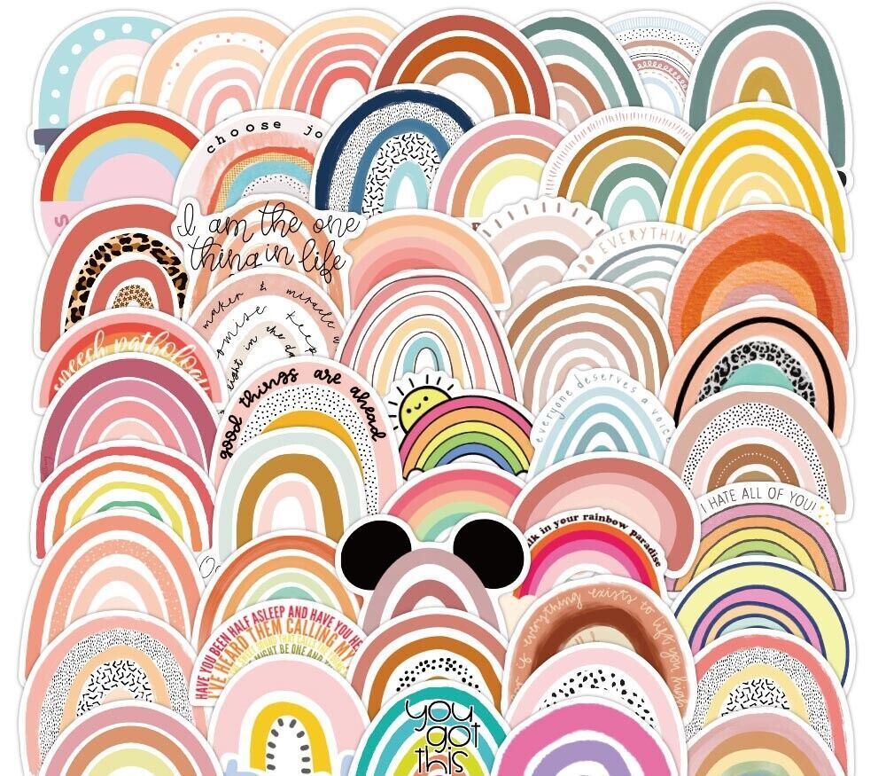 RAINBOW Vinyl Stickers [Set A] Boho ~ Waterproof Laptop Water Bottle Decals