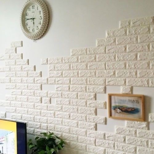 10PCS 70*30cm 3D Wallpaper Stone Brick Wall Sticker Panel Foam Wall White Decors