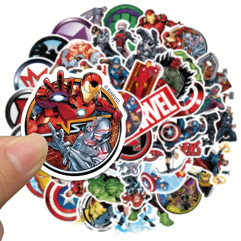 50pc MARVEL SUPERHEROES BATMAN SUPERMAN SPIDERMAN Vinyl Stickers, Great Colors