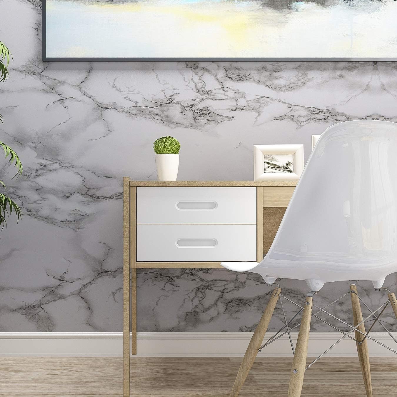 Marble Wall Panel Self-Adhesive Waterproof Art Deco Vinyl Removable
