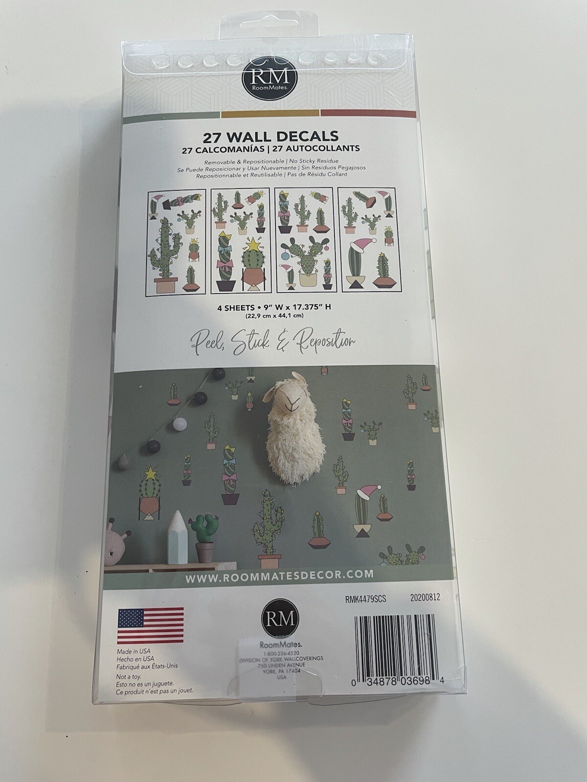 NIP Roommates 27 Wall Decals Peel Stick Reposition Christmas Cactus No Residue