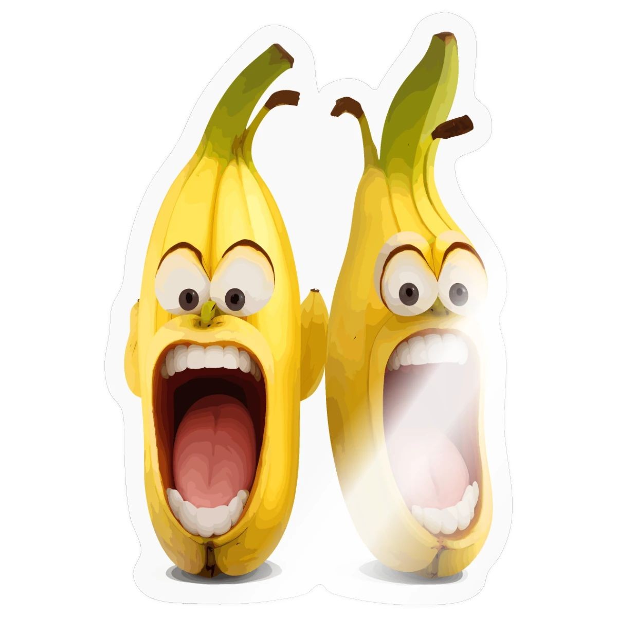 Screaming Bananas With Faces Sticker, max. 4 x 4″, 4 x 4″, transparent glossy