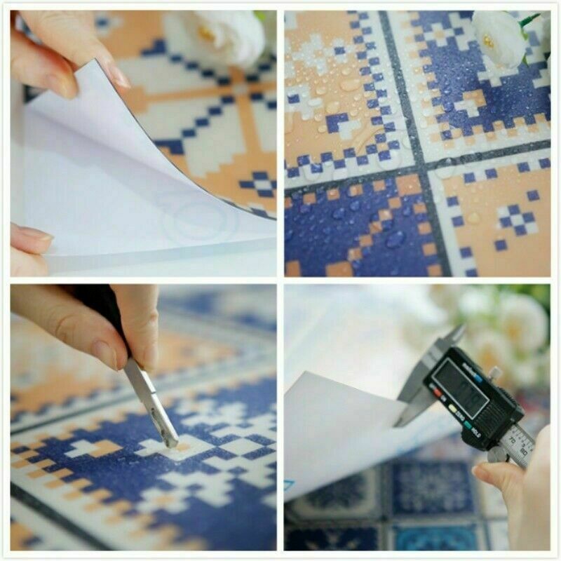 Waterproof Ceramic Tile Sticker Self Adhesive Kitchen 3D Floor Wall Stickers