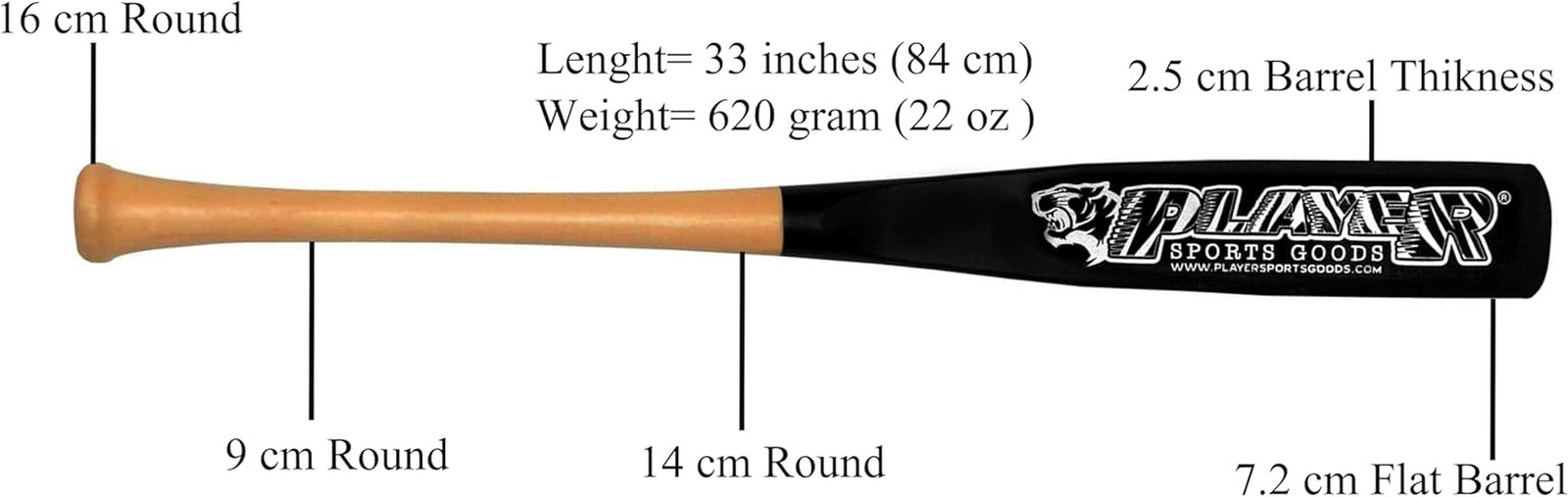 33″ Pro Maple Flat Half Paddle Training Baseball & Softball Bat in Size: 33″ / W