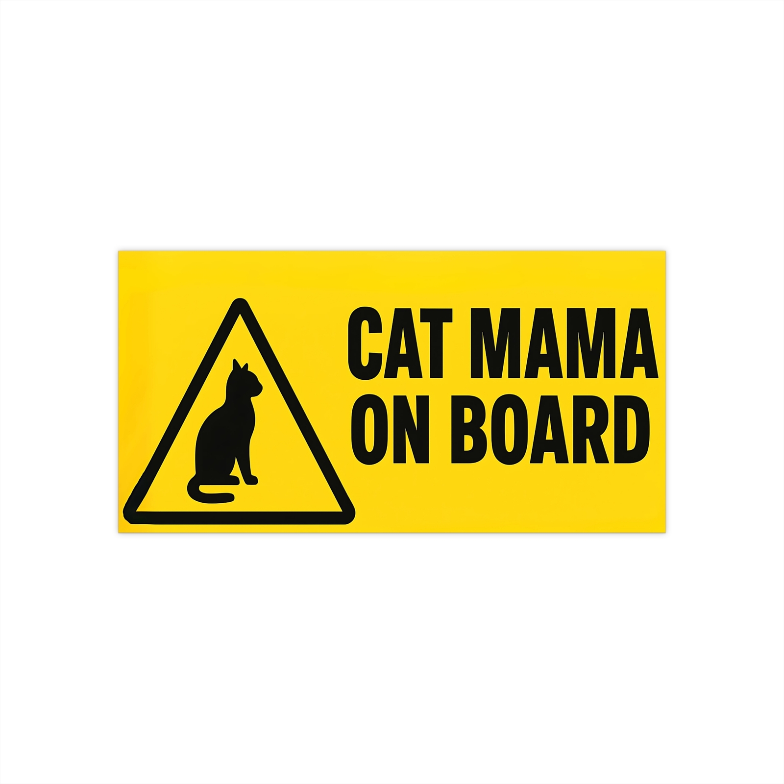 Cat Mama On Board 7.5×3.75 Vinyl Bumper Sticker | Funny Cat Lover Car Decal