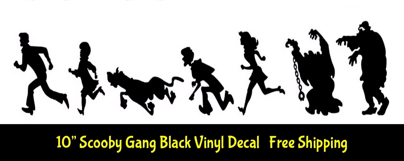 The Scooby Doo Gang 10″ x 2.5″ Black Vinyl Decal Car Truck Van Bumper Door
