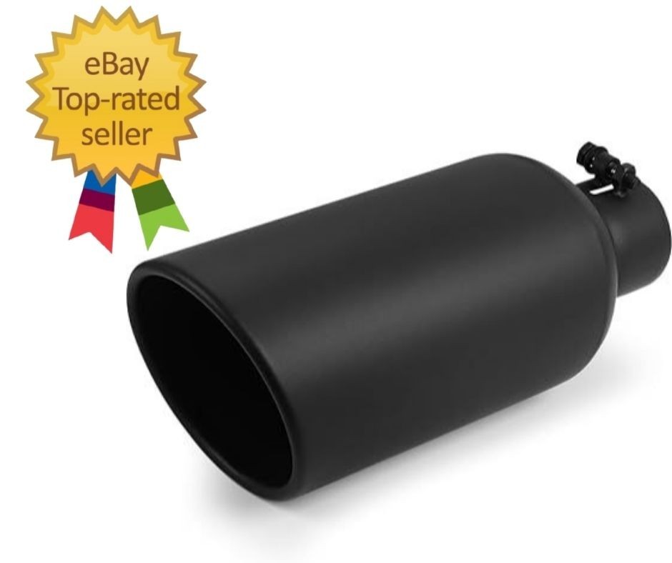 Richeer 3 to 6 inch Exhaust Tip, 3″ Outlet:6", Length:15", Black
