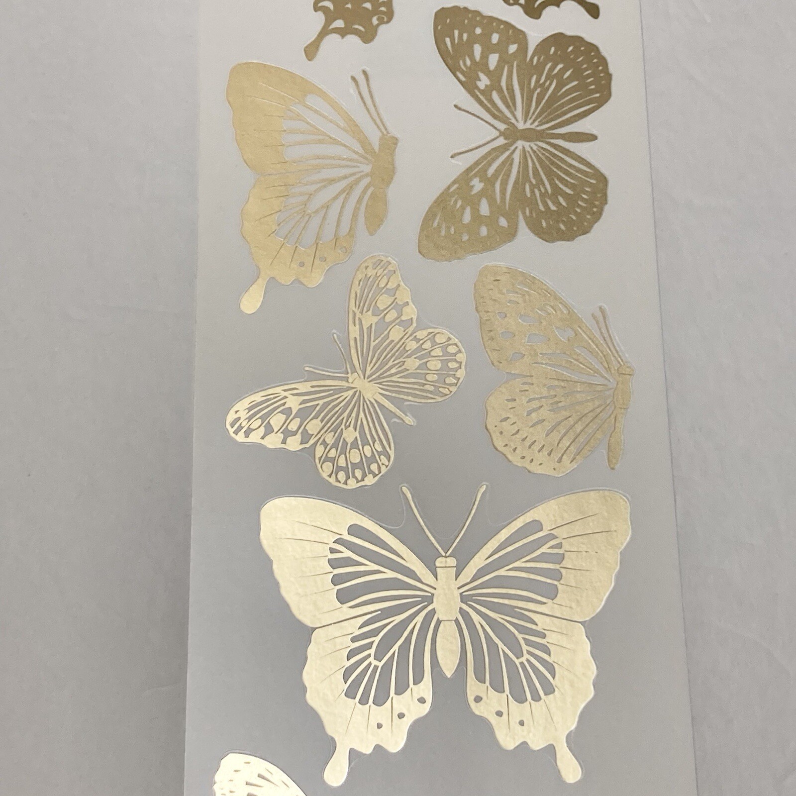 11 GOLD BUTTERFLY TRANSLUCENT Wall Art Decals Appliques Stickers Peel Stick USA