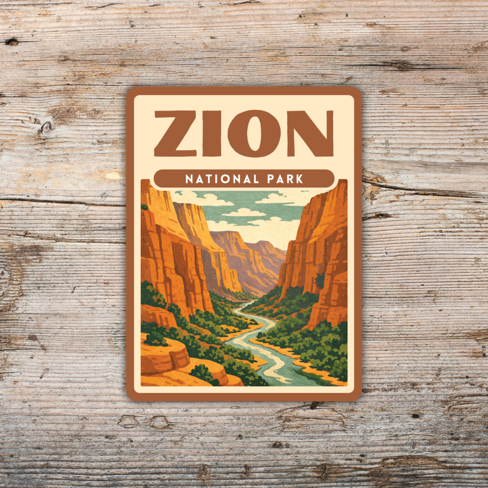 Zion National Park Sticker Retro Screen Print Vinyl Decal Travel Gift