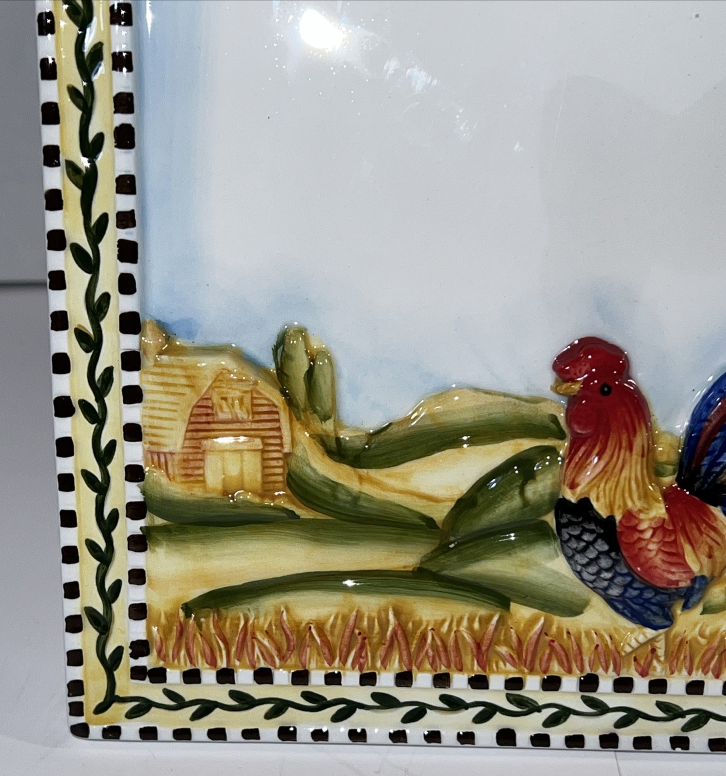 Country Rooster Ceramic Message/Recipe Board 10”x 9 1/2” ￼