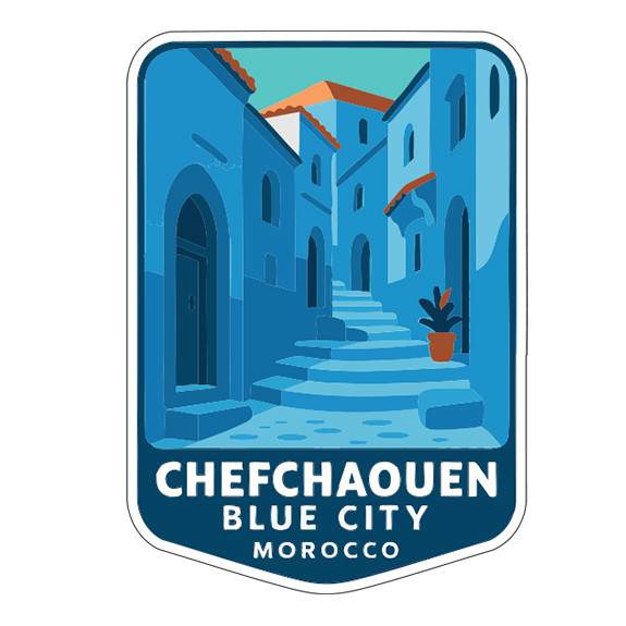 Chefchaouen Blue City Morocco Sticker Decal Vinyl Die-Cut Symbolic Landmark