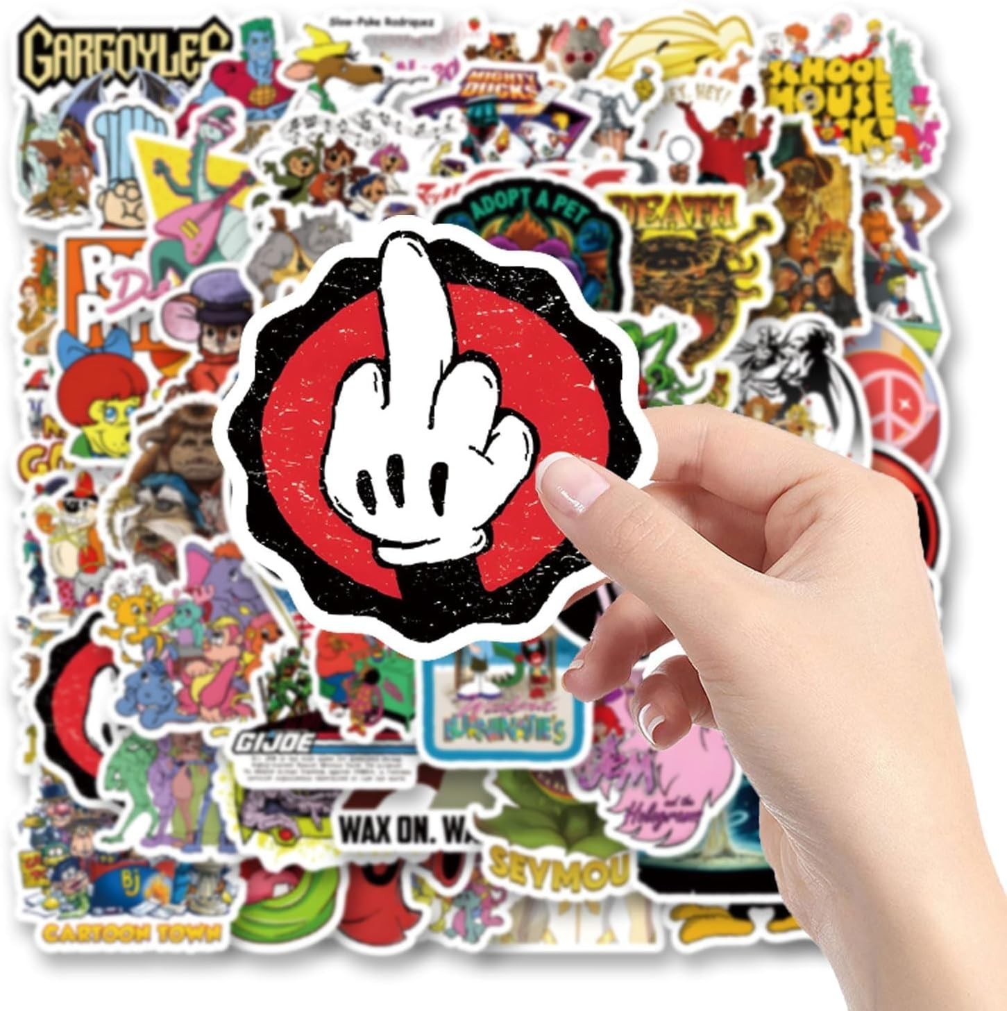 80s Cartoon Stickers Pack – 63 Vinyl Decals for Kids and Teens’ Decor