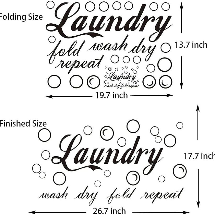 23 Pieces Characteristic Laundry Room Vinyl Wall Decal Saying Wash Dry Fold R