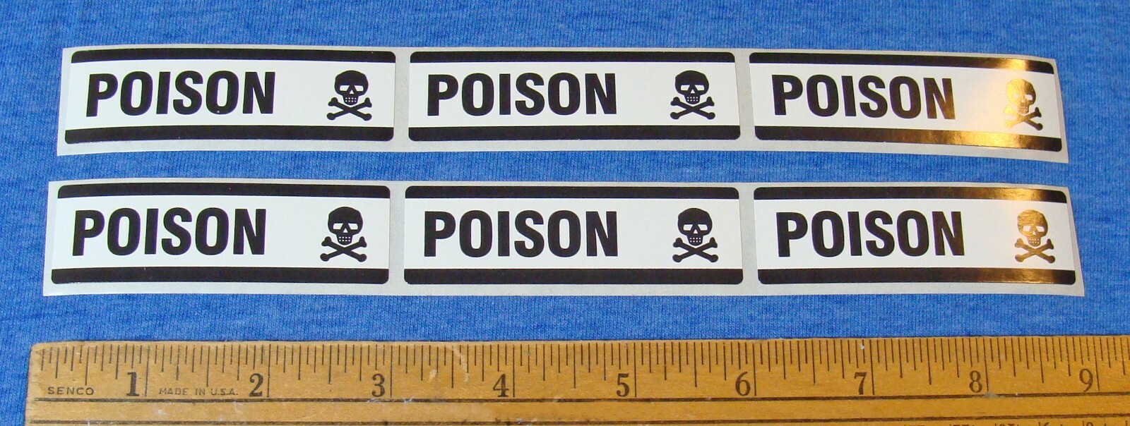 Lot of 6 Household Poison Stickers Decals Warning Skull Crossbones Danger Death