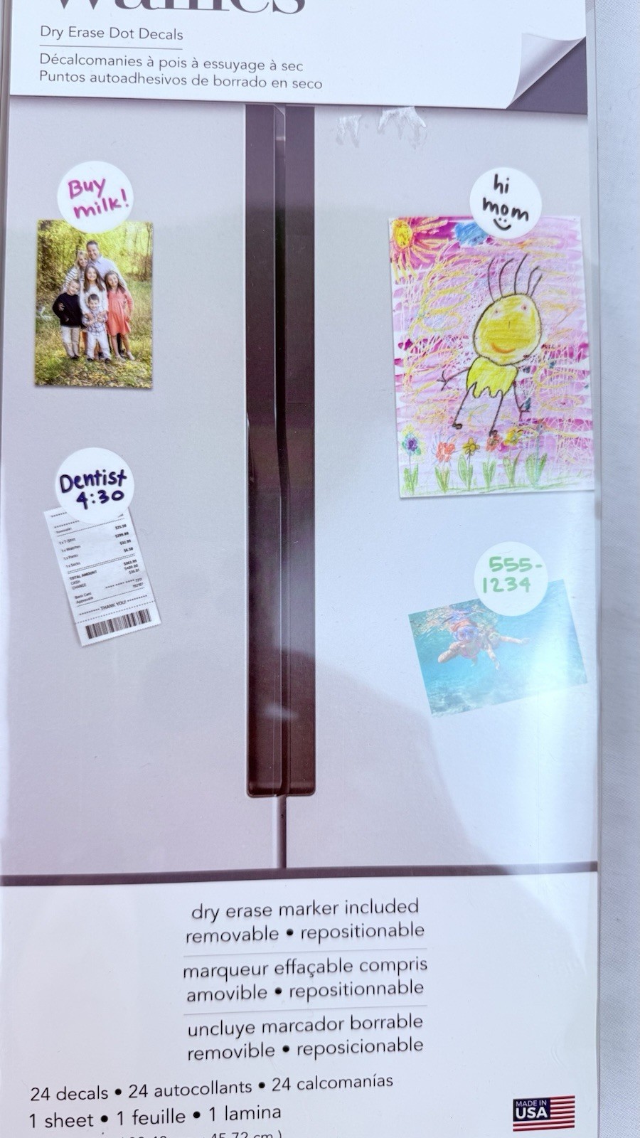 Wallies Dry Erase Dot Decals. 24 Peel-and-Stick Lot Of 3
