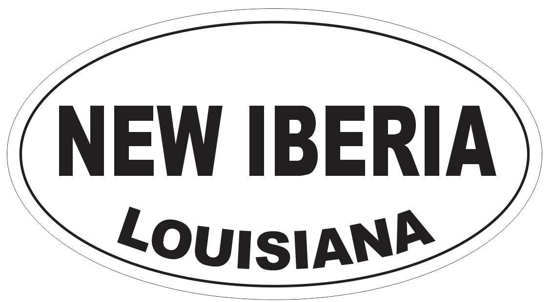 New Iberia Louisiana Oval Bumper Sticker or Helmet Sticker D4061