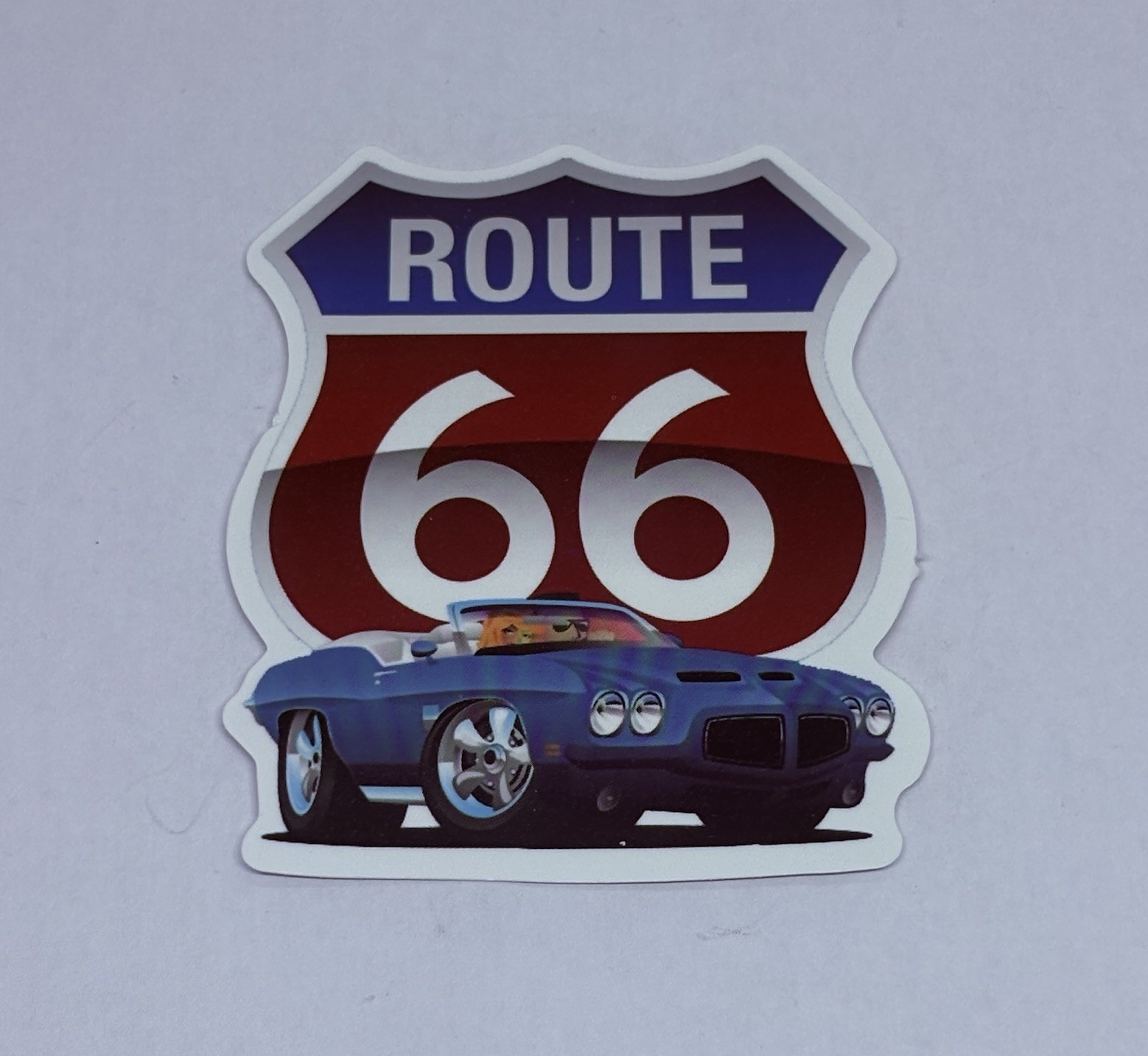 Route 66 Sticker Road Sign Pontiac GTO Travel Decal Vinyl Art Souvenir USA Tc9