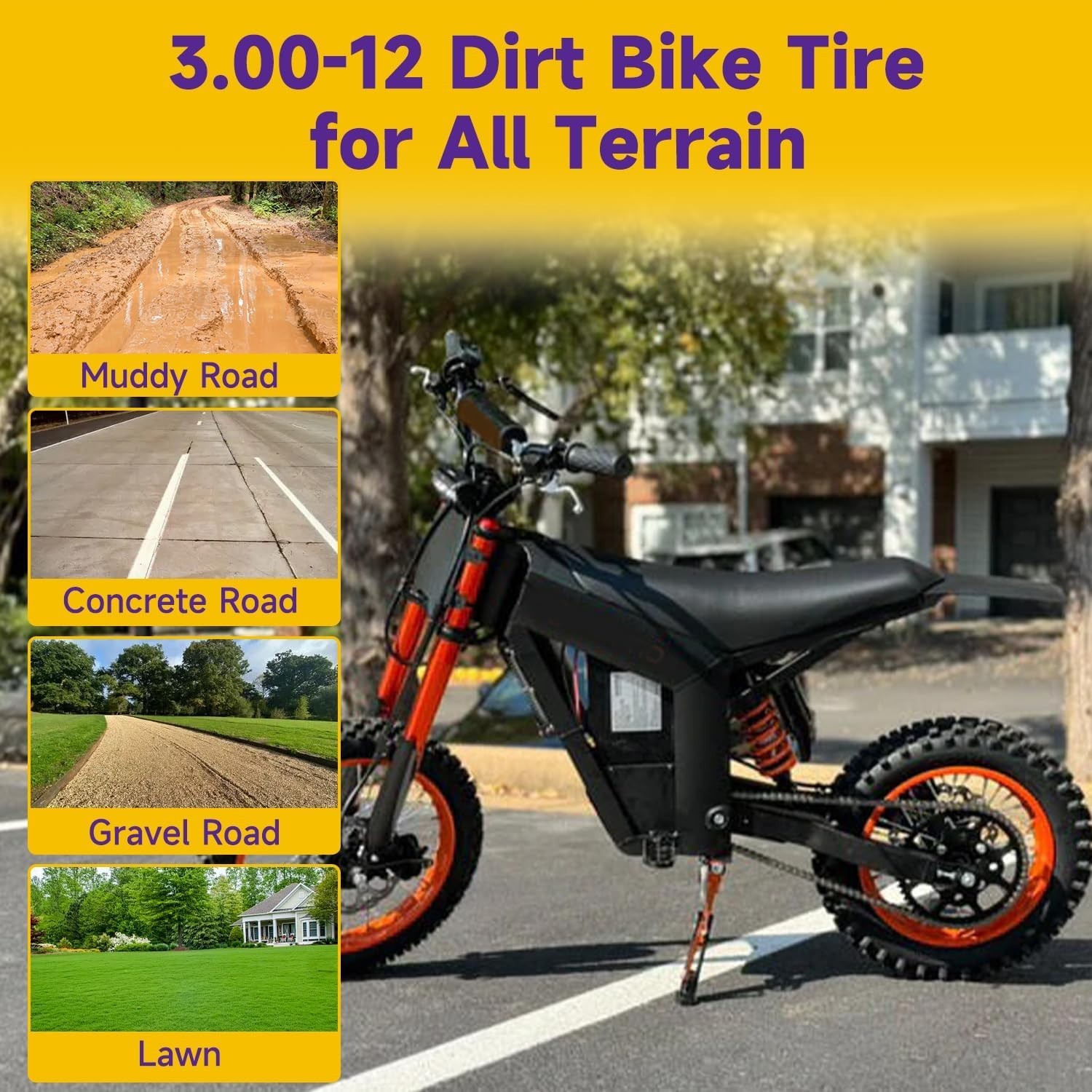 Dirt Bike Rear Tire and Inner Tube 3.00-12 80/100-12 90cc-125cc XR70 CRF70