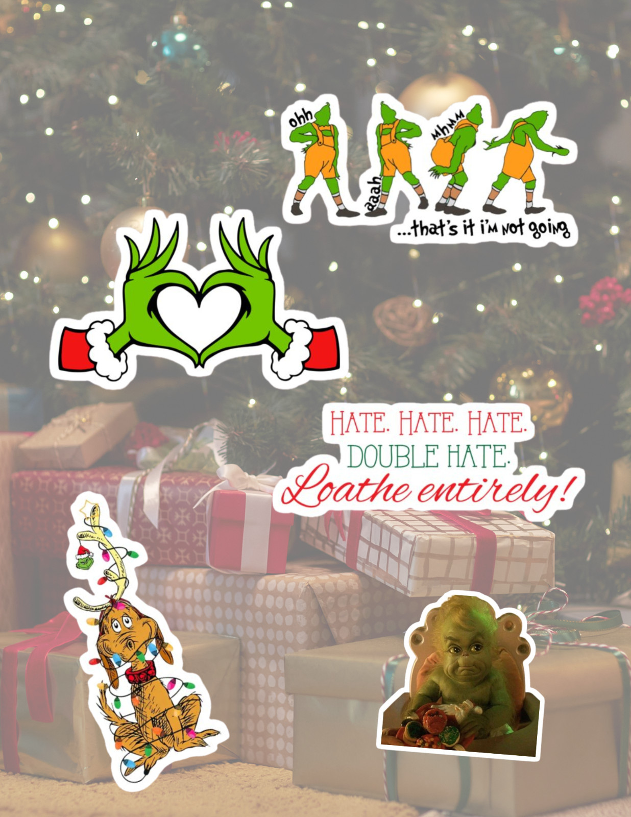 The Grinch Christmas Movie 5pc Sticker Pack