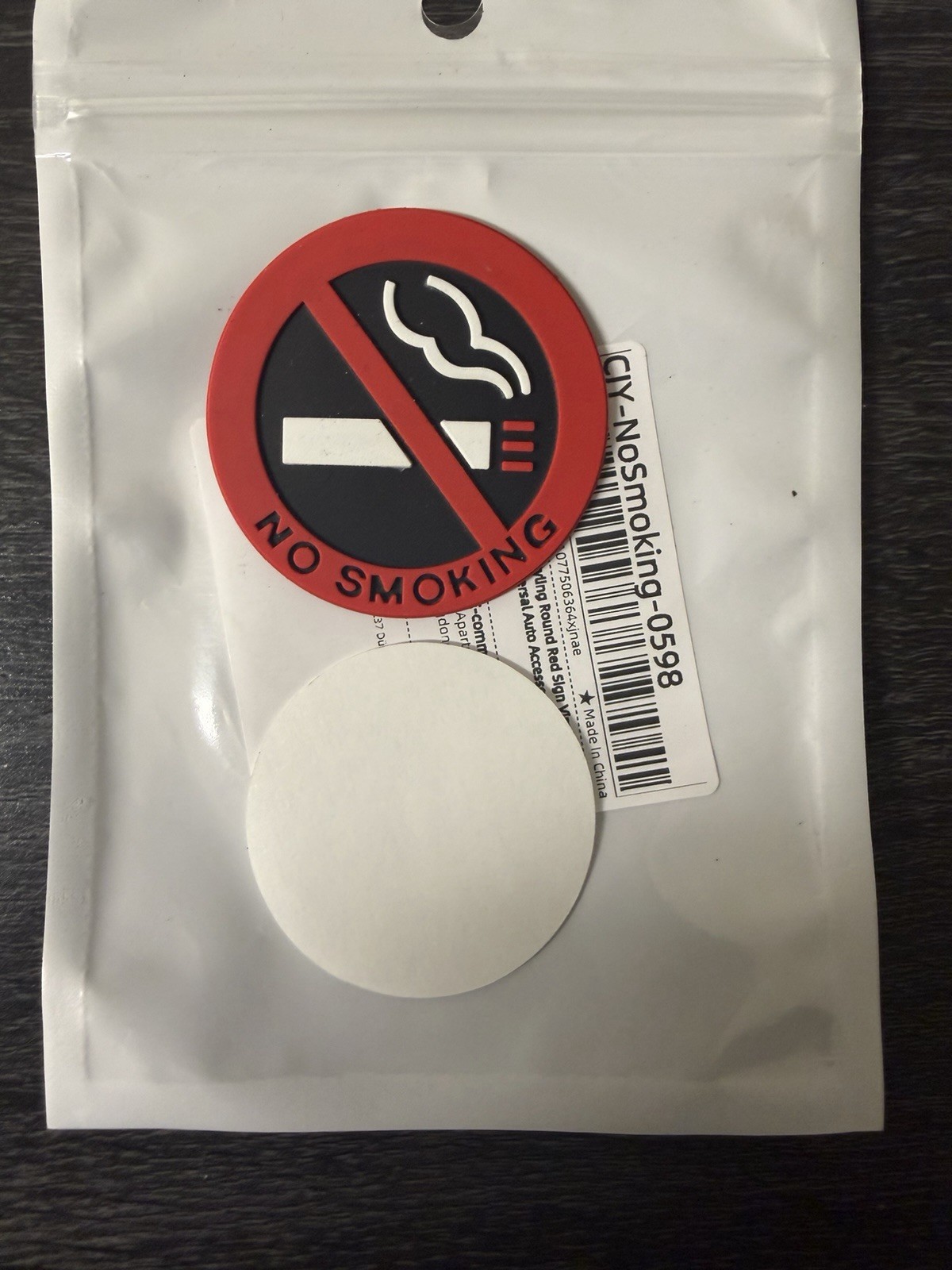 No Smoking Round Vinyl Decal Red Black White Self-Adhesive Removable