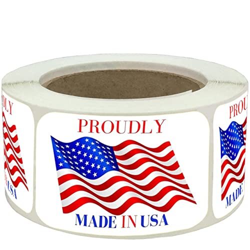 500 Pcs Made In USA American Flag Stickers Vinyl Decal Sticker Roll, 2×3 Inch