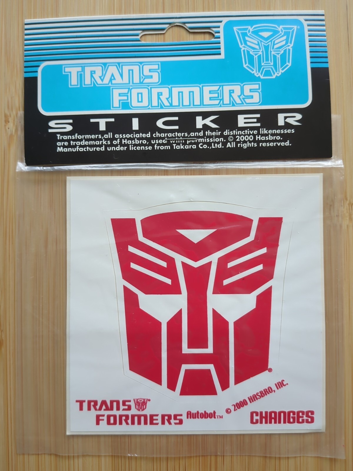 2000 Officially Licensed Changes Brand Autobot Die Cut Hasbro Sticker Decal