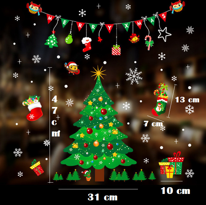 Merry Christmas Removable Tree Santa Claus Shop Window Wall Stickers Decor USA