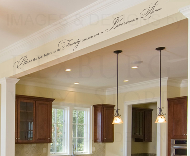 Bless the Food Family Love Religious Dining Room Wall Decal Vinyl Mural Art A12