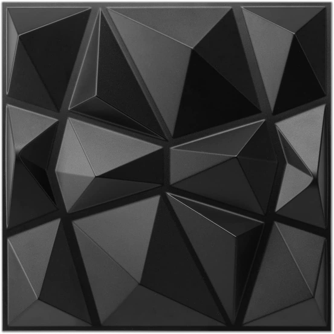 Decorative 3D Wall Panels in Diamond Design, 12″X12″ Matt Black for Home and Off