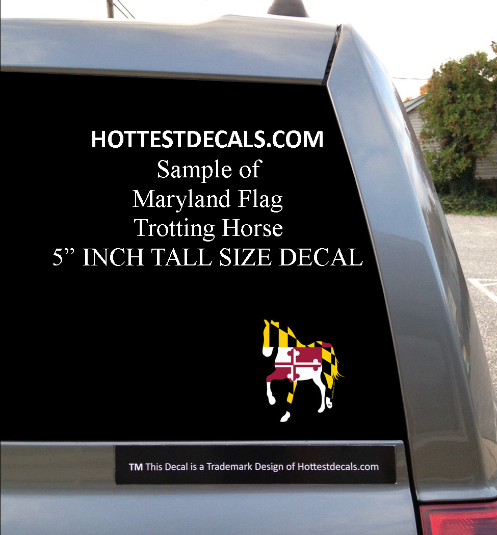 MARYLAND FLAG HORSE DECAL MAGNET STICKER JUMPING DRESSAGE HORSESHOE American