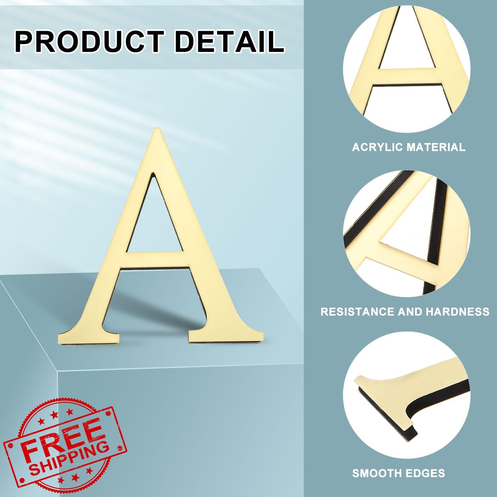 uxcell Letter A 4″ Acrylic Mirror Wall Sticker Self-Adhesive Decor