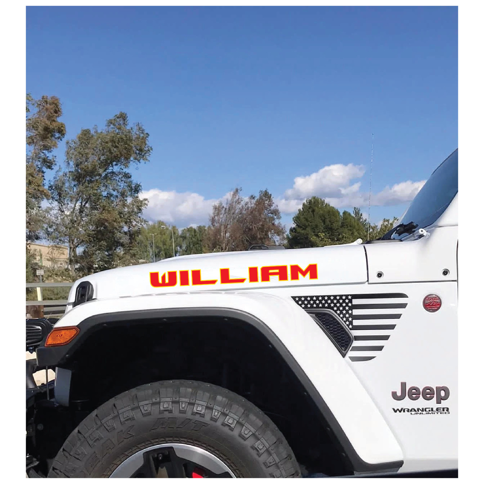 Custom Jeep Wrangler Gladiator Hood Decal Sticker – Rubicon Font, Personalized