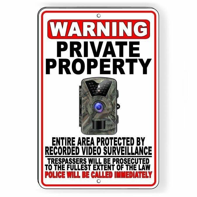 Private Property Trail Camera Recorded Video Surveillance Sign / Decal /