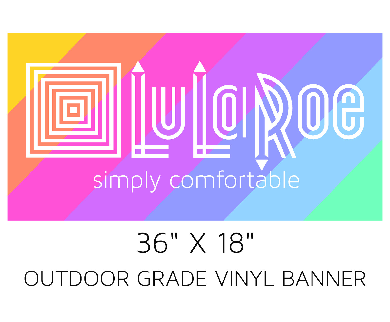 LuLaRoe logo colored rainbow vinyl BANNER 36″ x 18″ – POP UP Boutique Trade Show