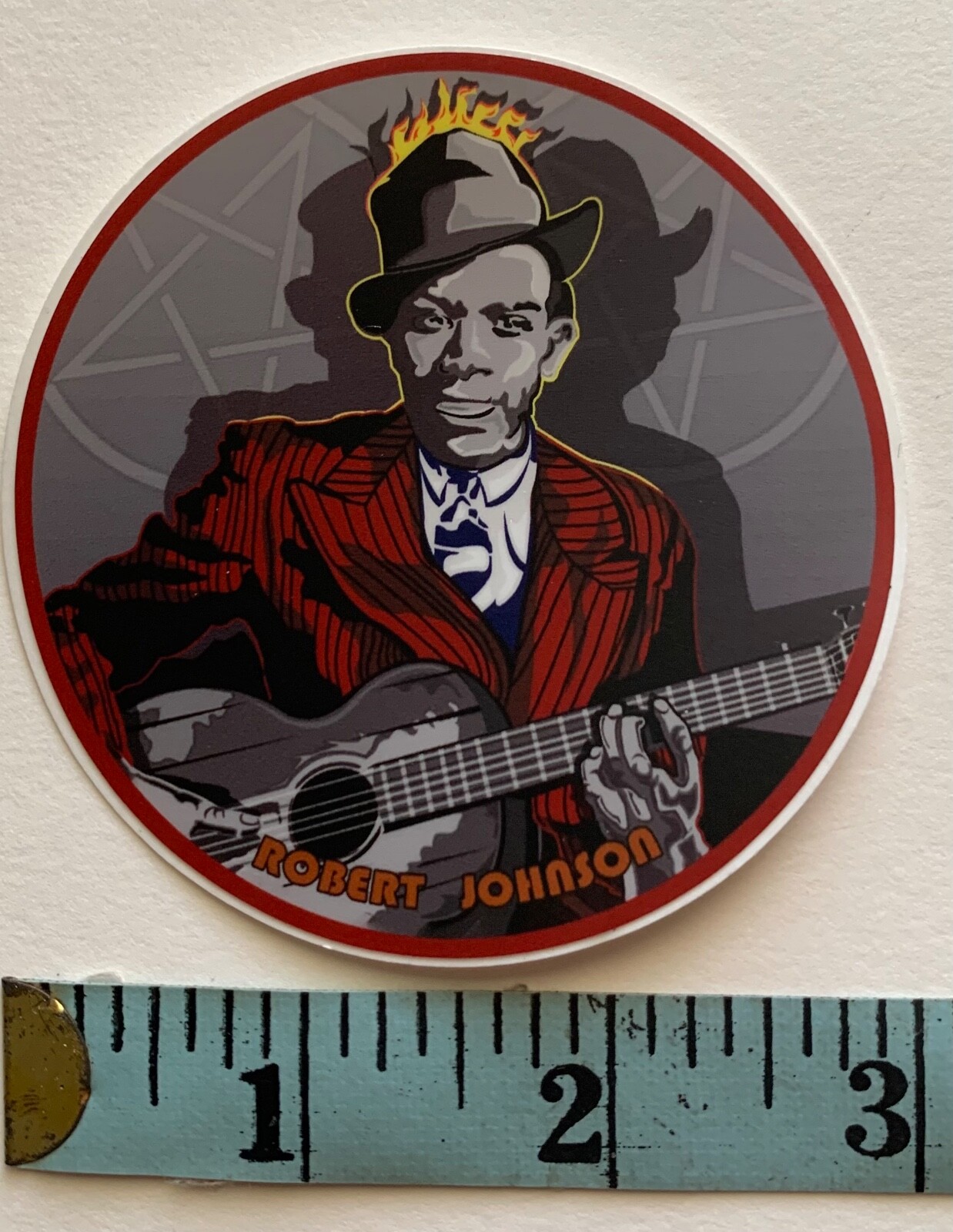 ROBERT JOHNSON DELTA BLUES SINGER GUITARIST Vinyl Decal Sticker Oval 3″ x 3″