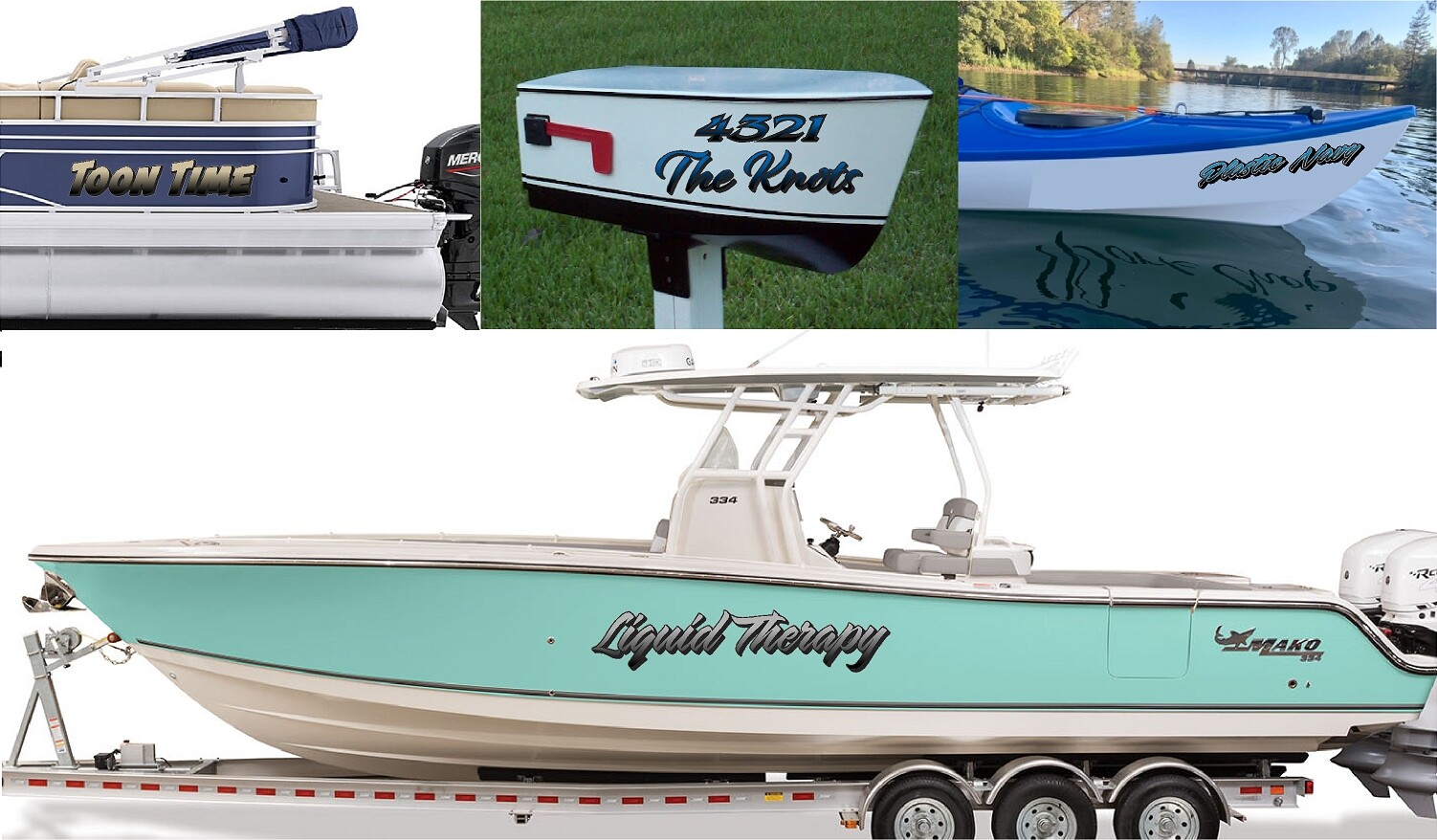 Boat Name Decal 6×36″ / Custom Hull Graphic / Premium Marine Vinyl Lettering GRB