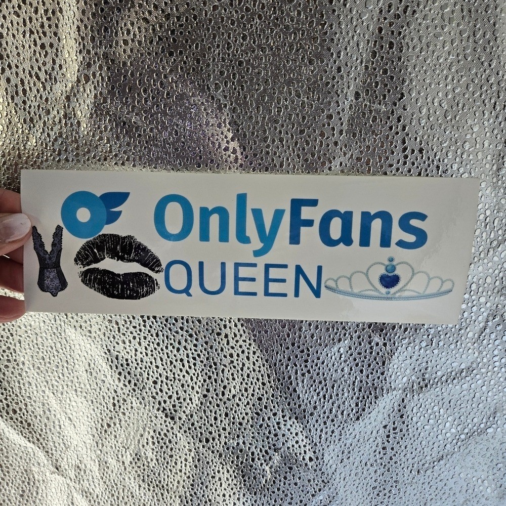 Only Fans Queen glossy blue and white 9″x3″ adhesive bumper sticker