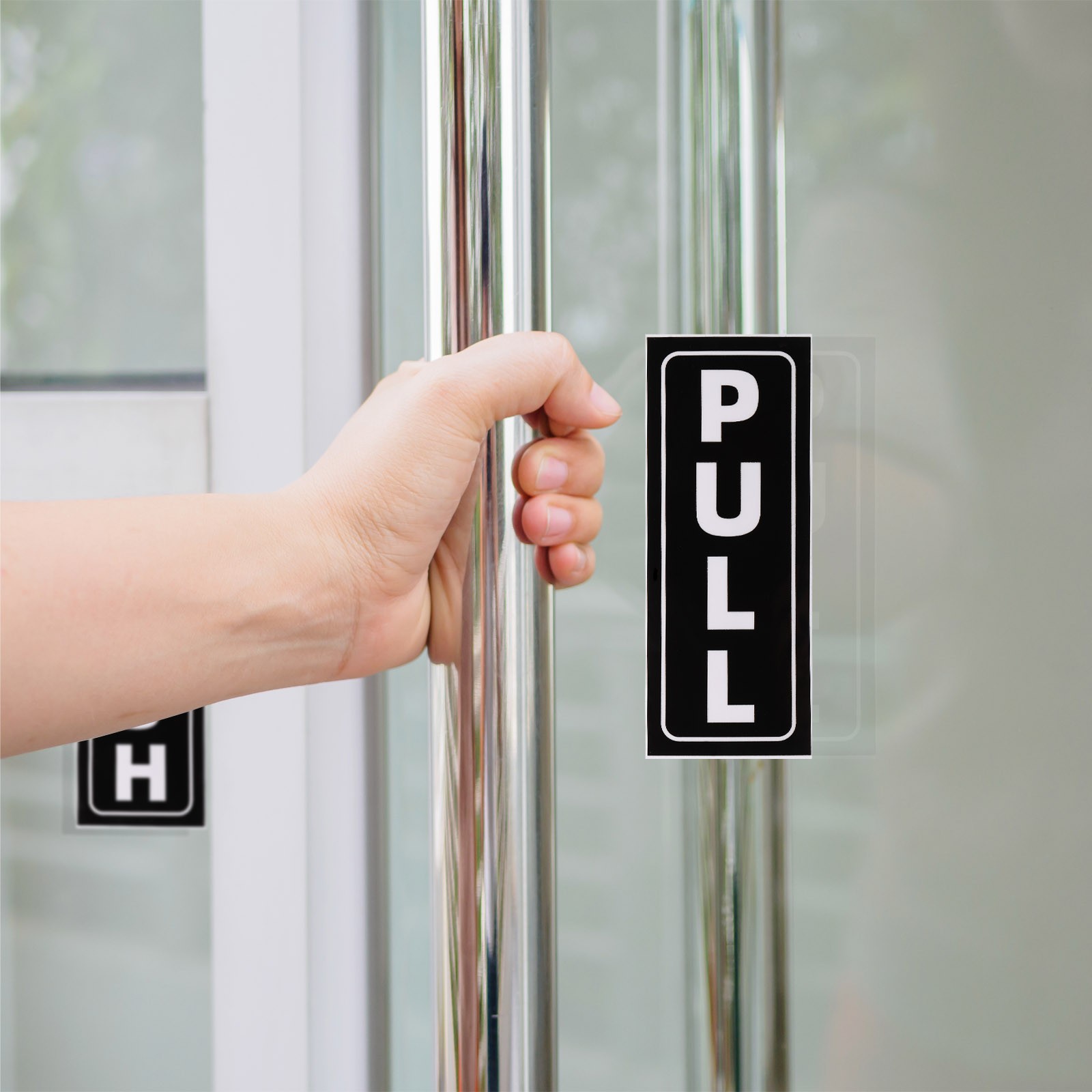 Push Pull Door Sign 2″x5″ Self-Adhesive Waterproof Pull Push Sticker Golden