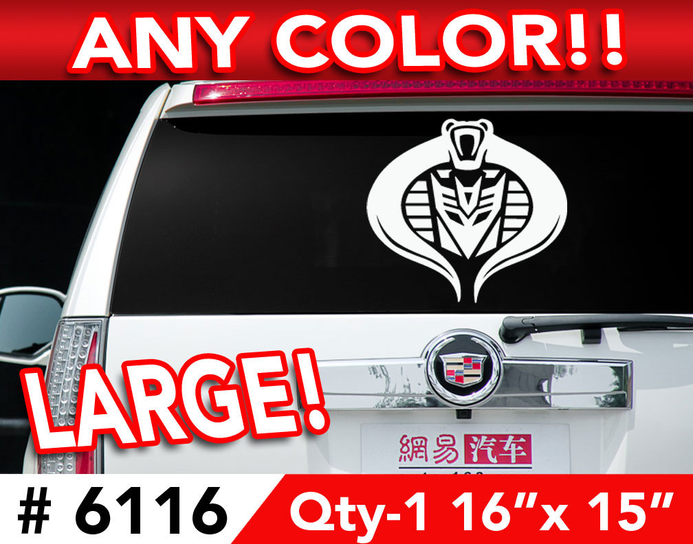 TRANSFORMERS DECEPTICON COBRA LARGE DECAL STICKER 16″w x15″h Any 1 Color