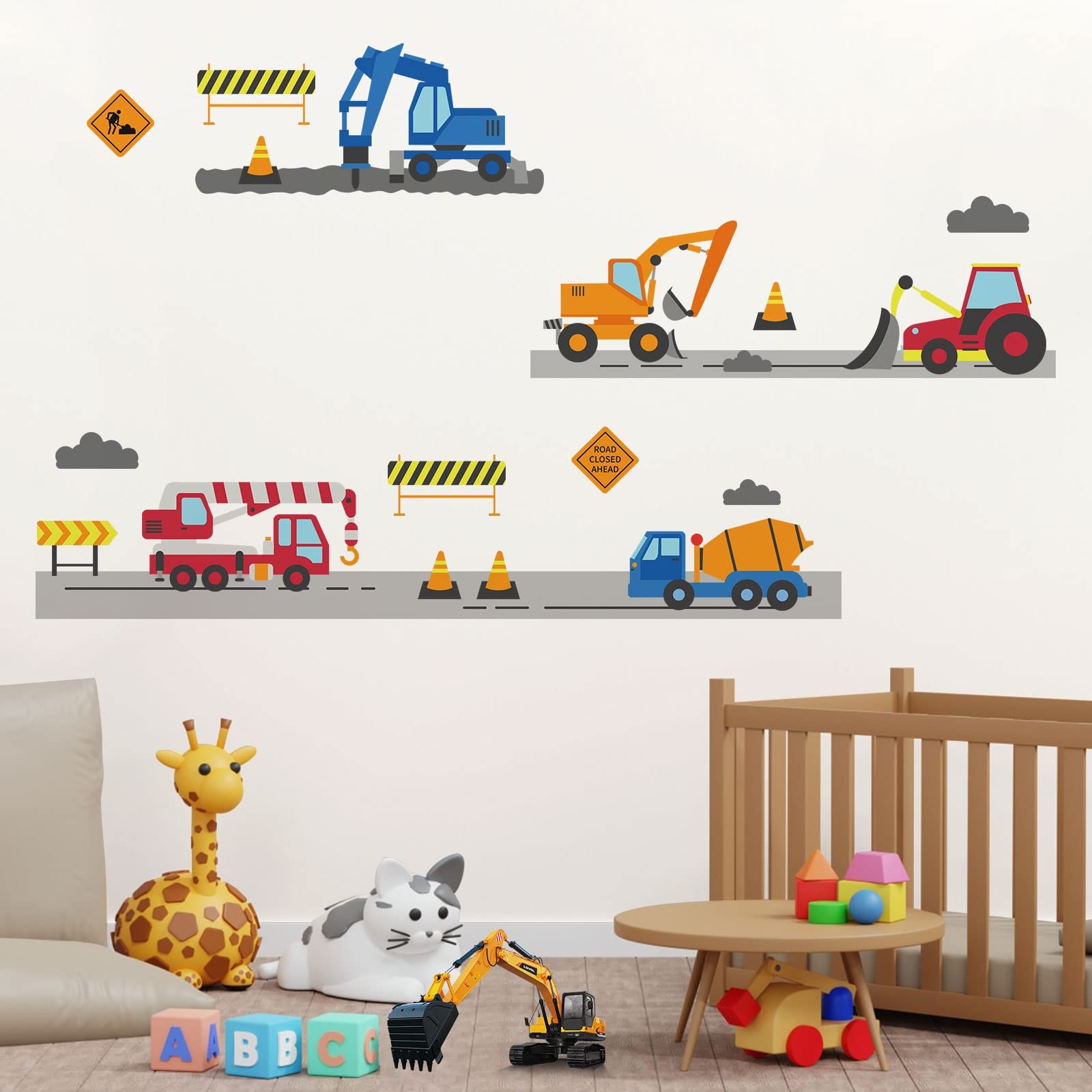 Construction Vehicles Wall Decals Peel and Stick Engineering Vehicles Decals …