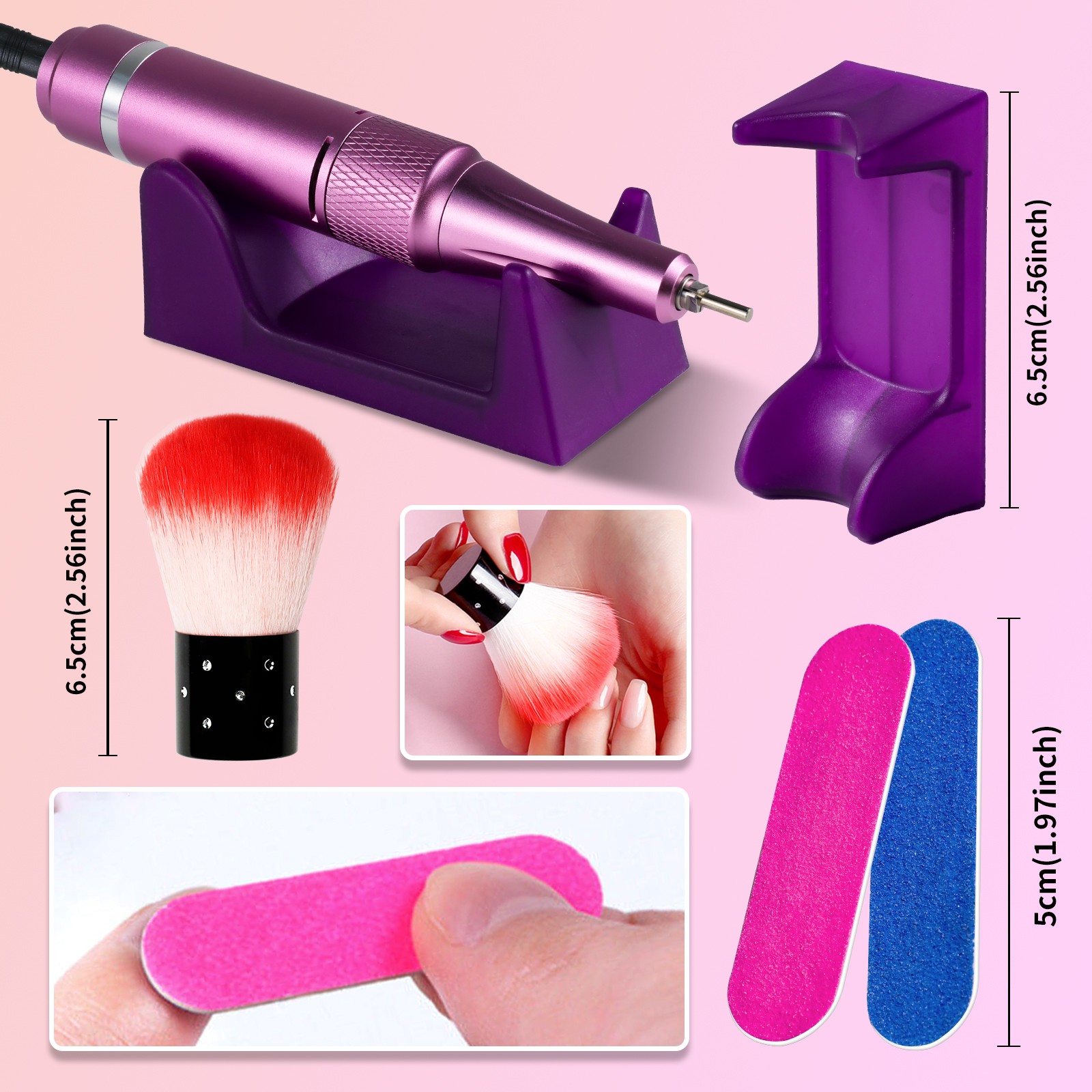 Portable Electric Nail Drill Cordless, 35000 RPM Electric Nail File With Holder,