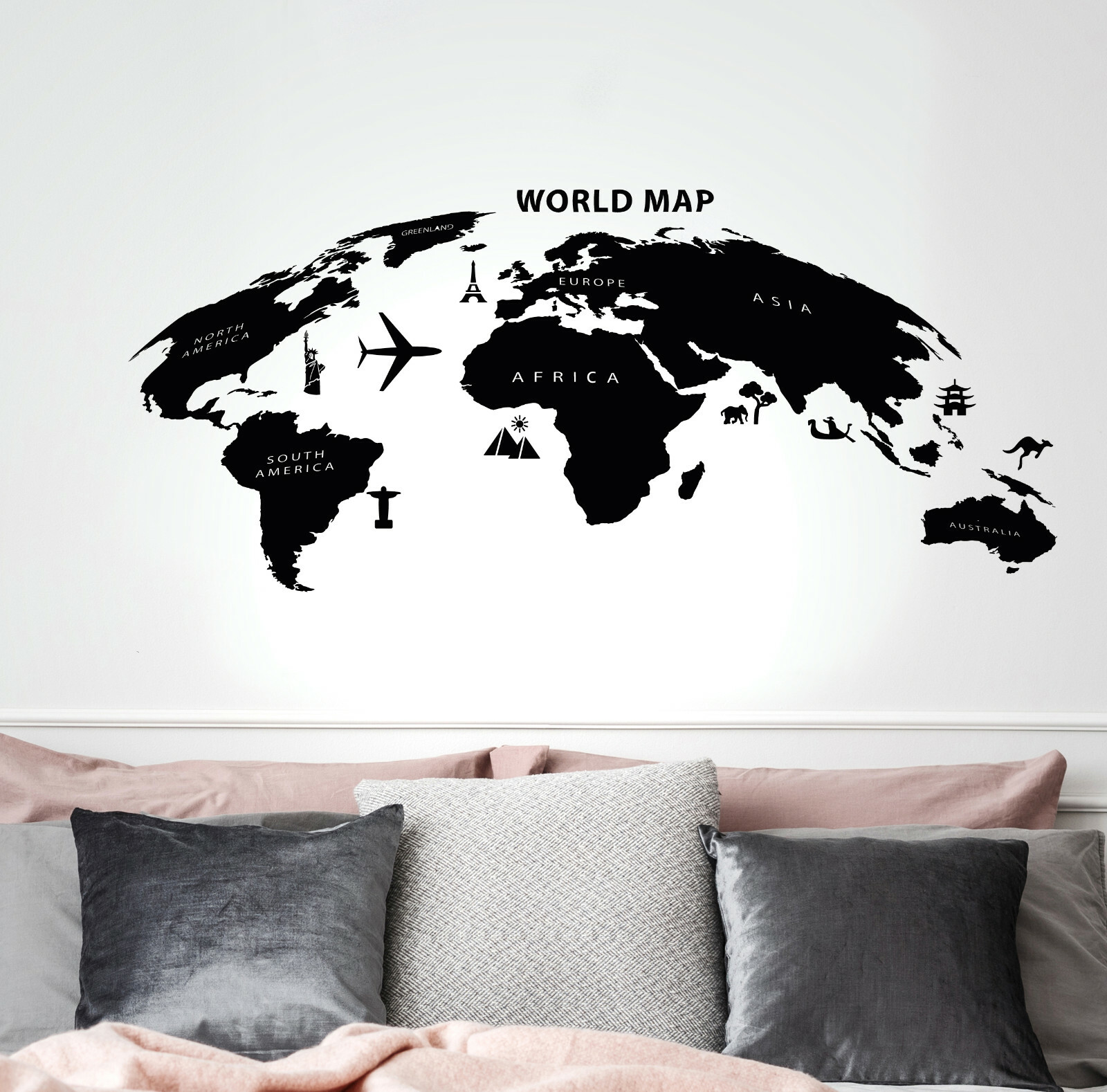 Vinyl Wall Decal Places Adventure Geography Stickers 35 in x 17 in gz278
