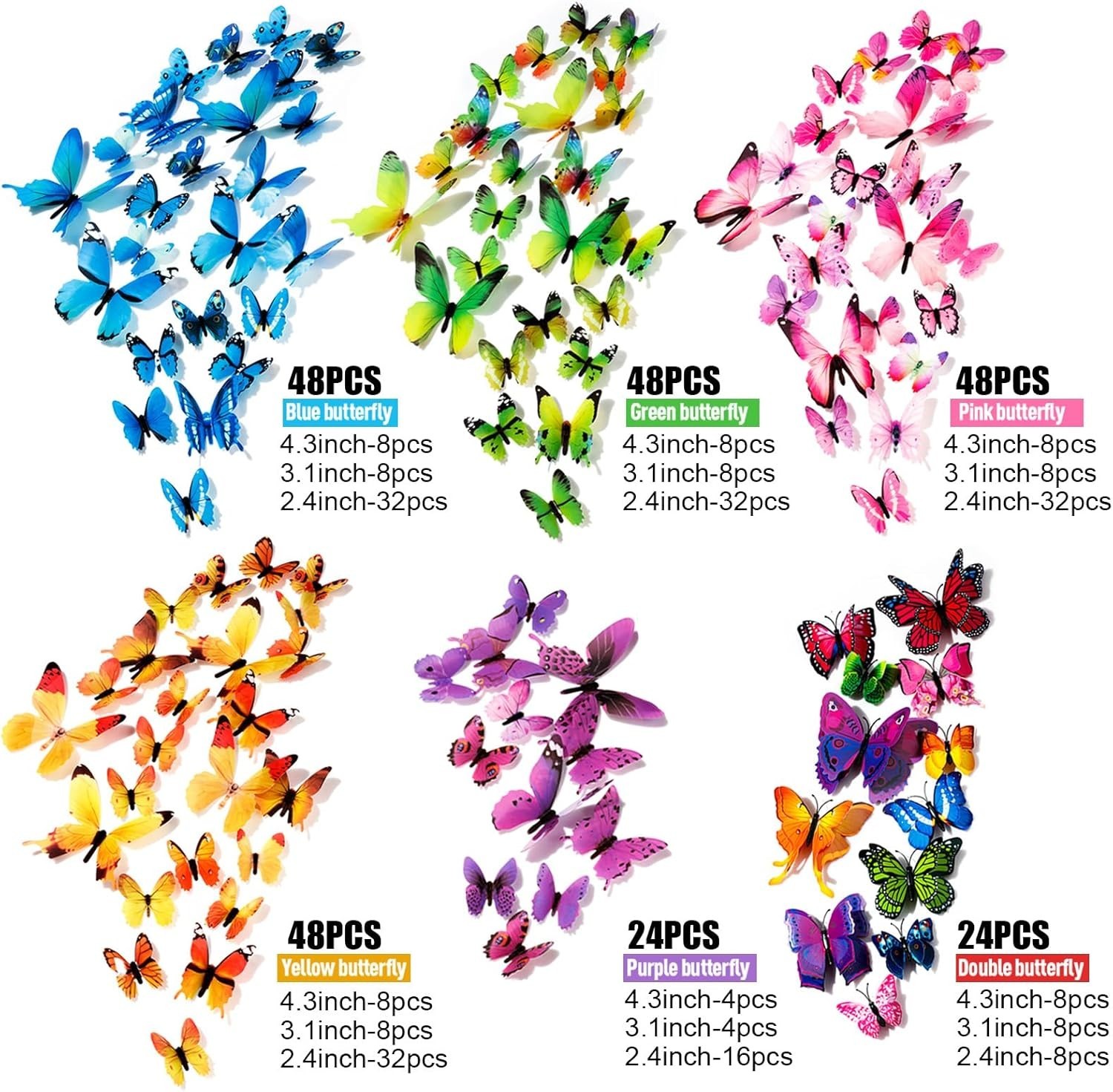 DIY Butterfly Art Decor Stickers 240pcs