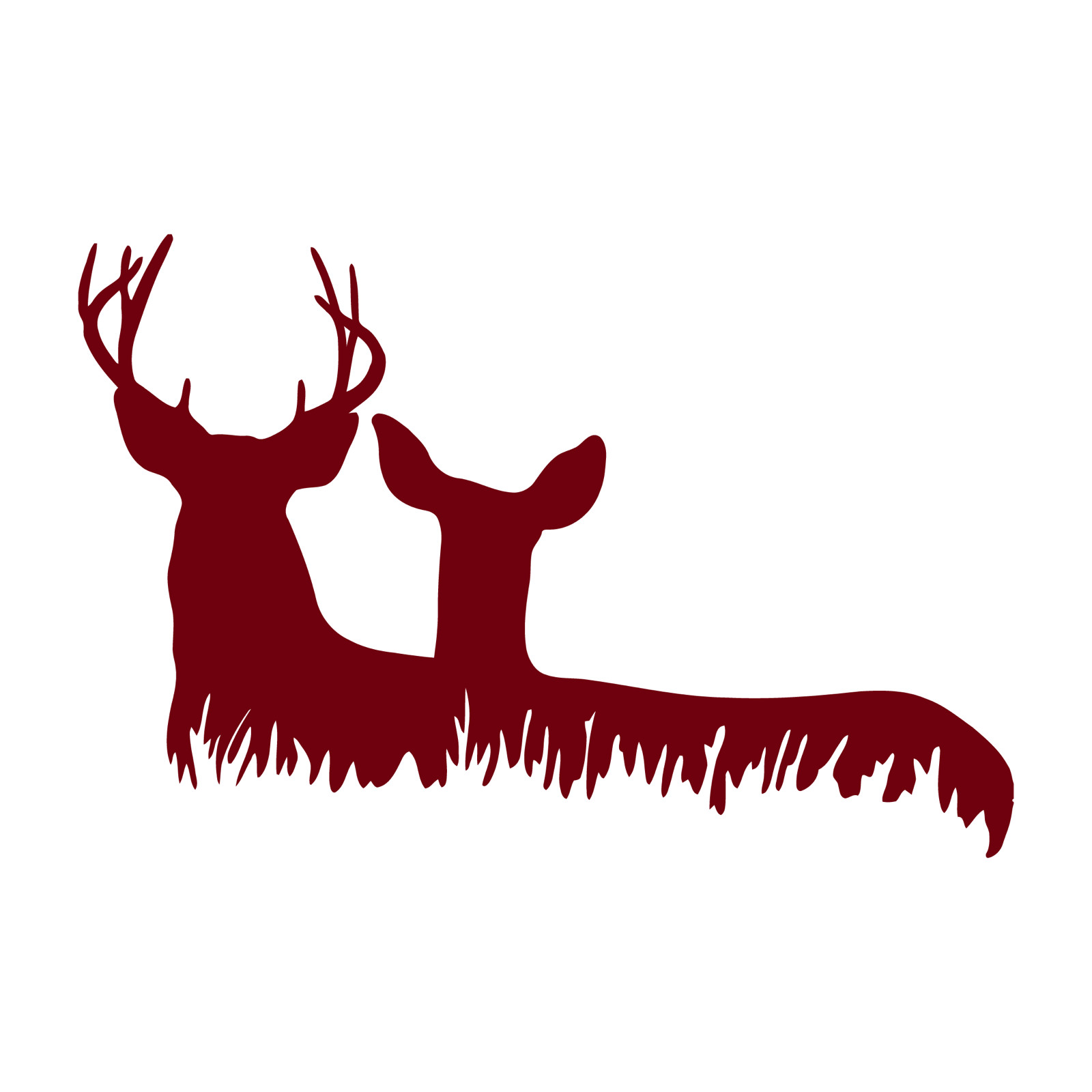 Deer Heads In Grass Die Cut Decal Made in USA Multiple Colors 6×4