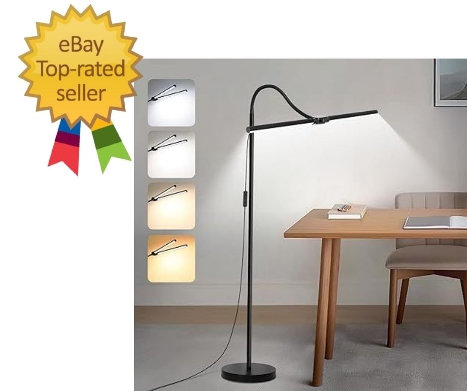 LED Floor Lamp, 18W/2000LM Bright Reading Floor Lamp for Office with Double Head
